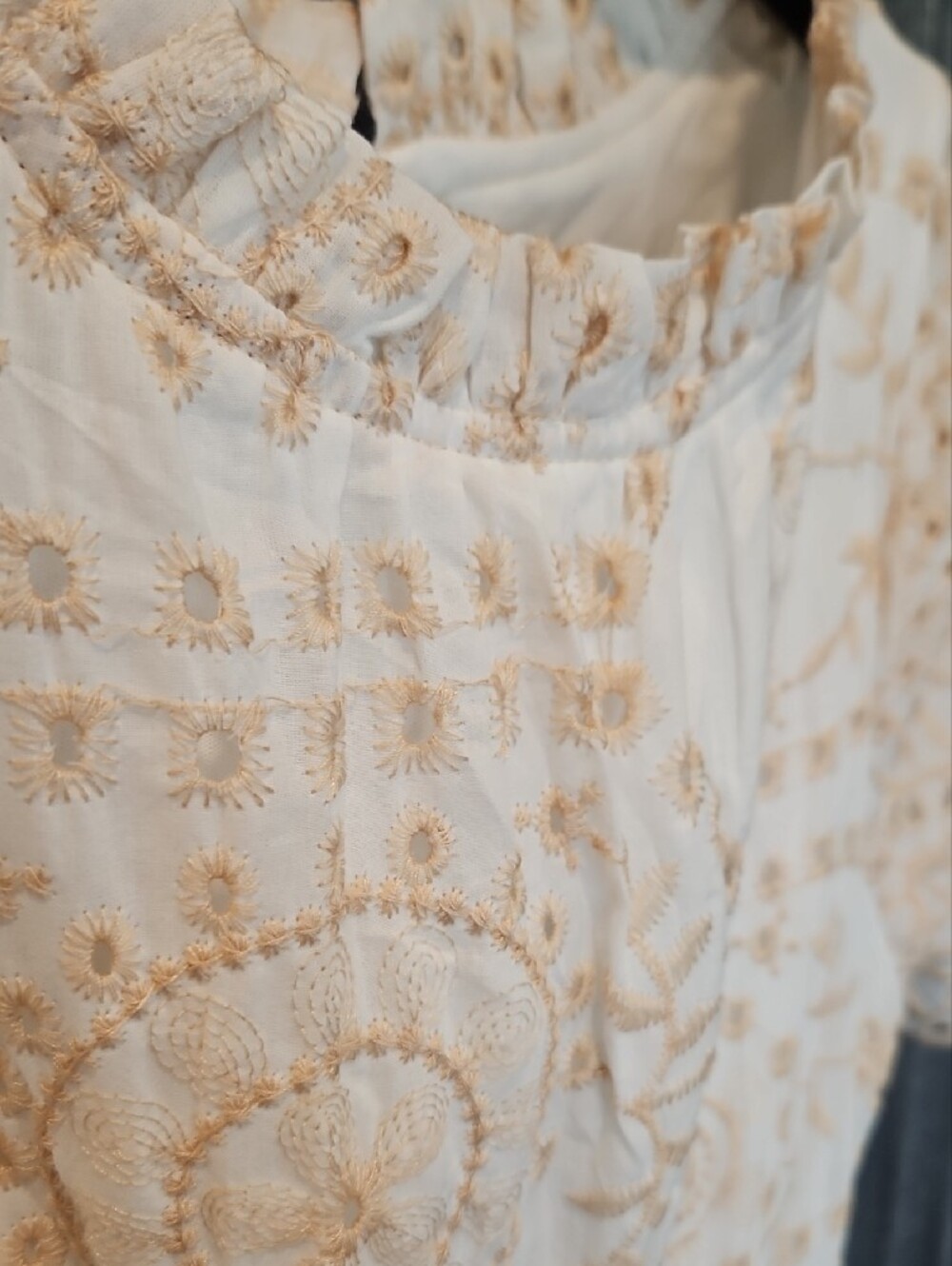 Cream Eyelet Tiered Midi Dress - Picture 2 of 4